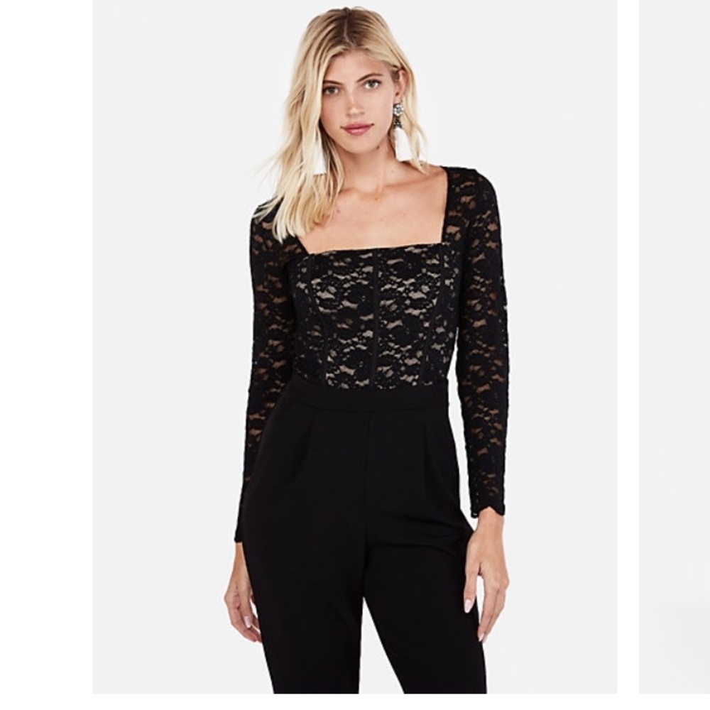 Express Black Lace Jumpsuit Size 10 NEW